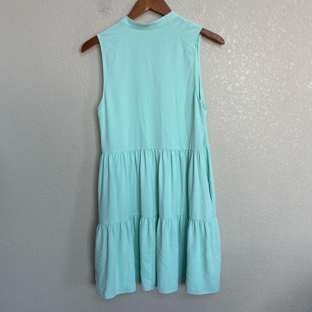 Amanda Uprichard Mint Green Tiered Sleeveless V-Neck Dress Size S Spring - Picture 3 of 8